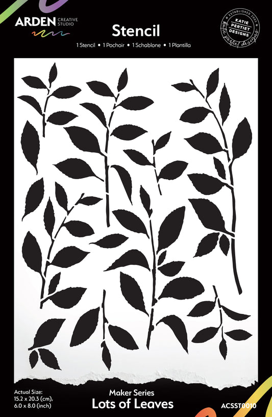 Arden Creative Studio Maker Series Lots of Leaves 6in x 8in Stencil