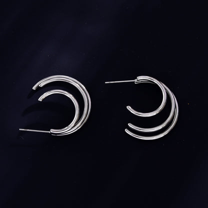 AILSA Triple Stacked Silver Hoop Earrings