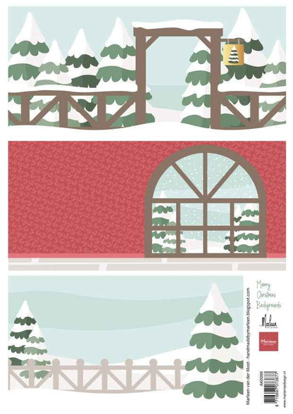 Marianne Design A4 Cutting Sheet - Merry Christmas Backgrounds by Marleen