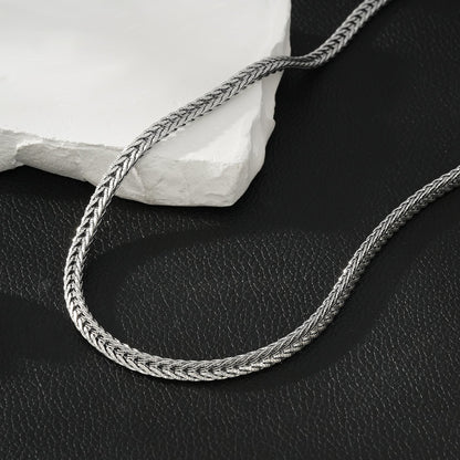 ALICE Silver (White Gold): Chunky Link Chain Necklace with Ring Fastener Pendant