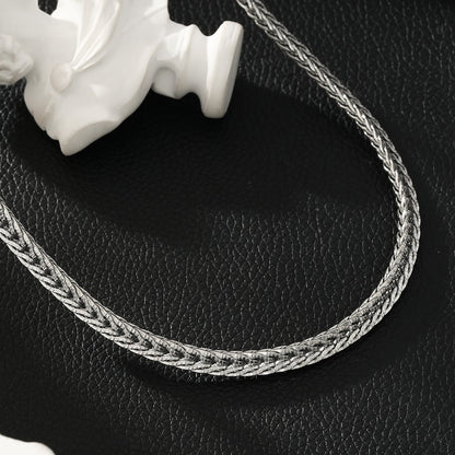 ALICE Silver (White Gold): Chunky Link Chain Necklace with Ring Fastener Pendant