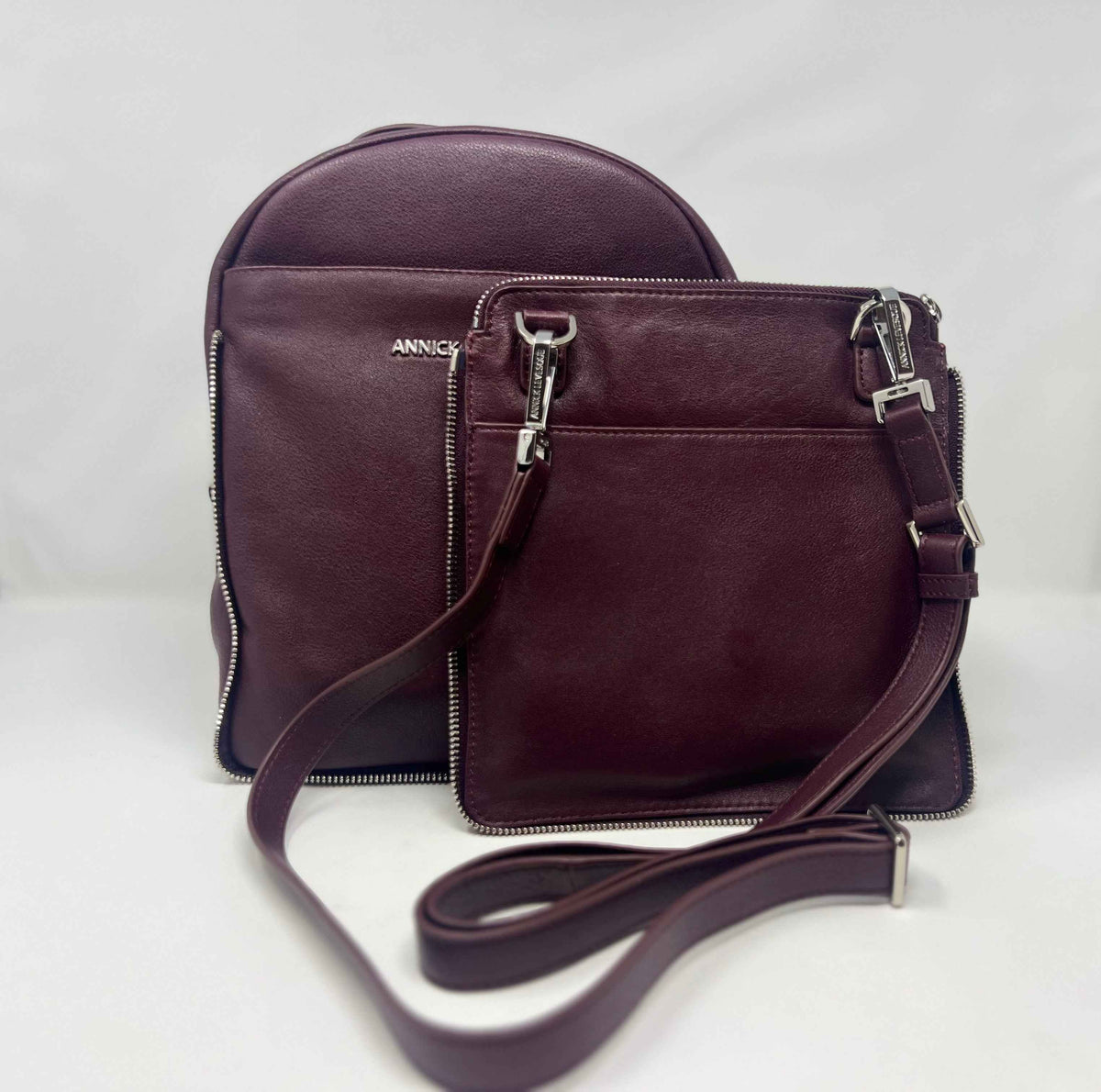 Sac à dos en Cuir Aubergine, Alice