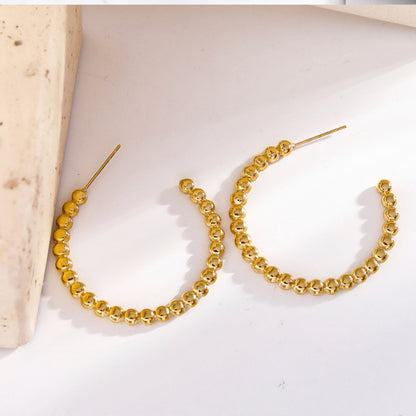 AMAIA Beaded Gold Hoop Earrings