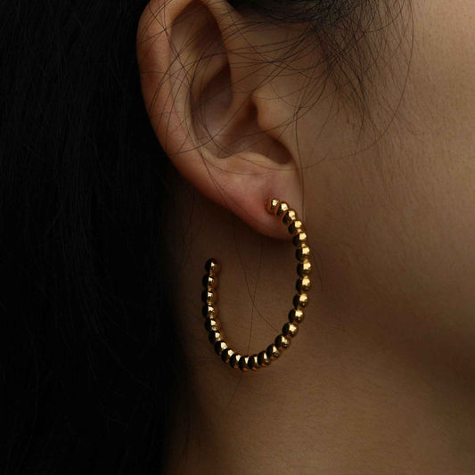 AMAIA Beaded Gold Hoop Earrings