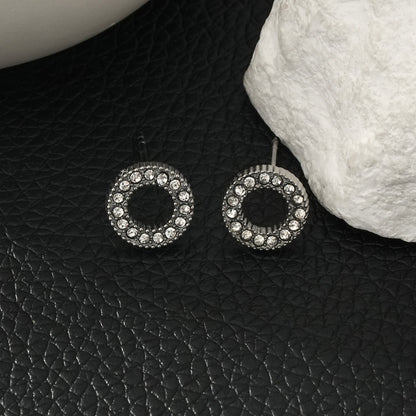 AMATOLE Silver (White Gold): Radiant Circle Mini Stud Earrings