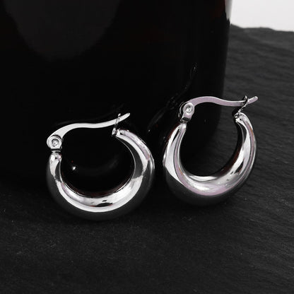 AMBER-MESSINA Chunky Hoop Silver Earrings