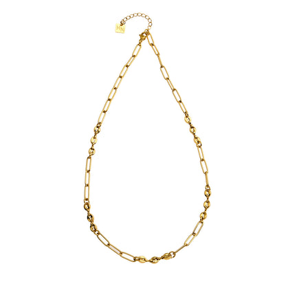 AMMA Gold: Paper-Clip & Oval-Beads Chain Necklace