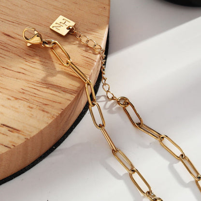 AMMA Gold: Paper-Clip & Oval-Beads Chain Necklace