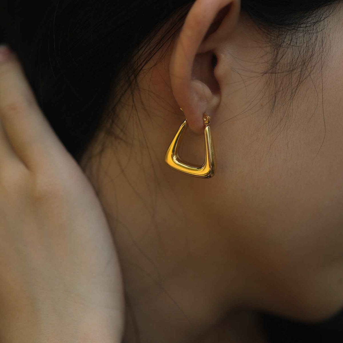 ANIKA Triangular Chunky Mini Hoop Gold Earrings