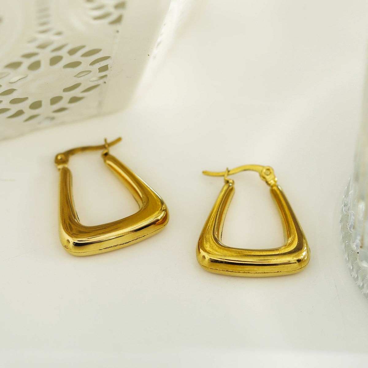 ANIKA Triangular Chunky Mini Hoop Gold Earrings