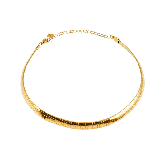 ANJILMA Gold: Minimalist Textured Choker Collar Necklace.