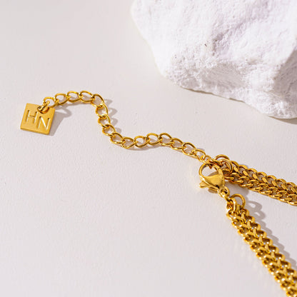 ANIMA: Intricate Wide Width Singular Twin Chain Necklace