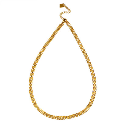 ANIMA: Intricate Wide Width Singular Twin Chain Necklace