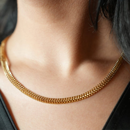 ANIMA: Intricate Wide Width Singular Twin Chain Necklace