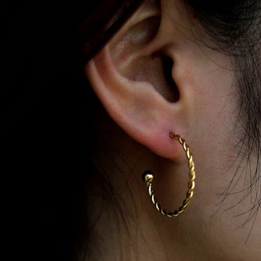 ANNA Rope Textured Gold Hoop Earrings