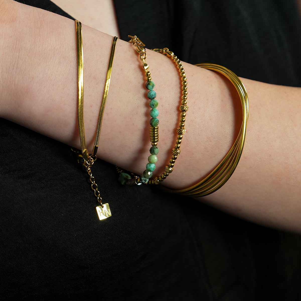 Style ANNABETH: Twin-Bead Fusion Gold Chain Bracelet