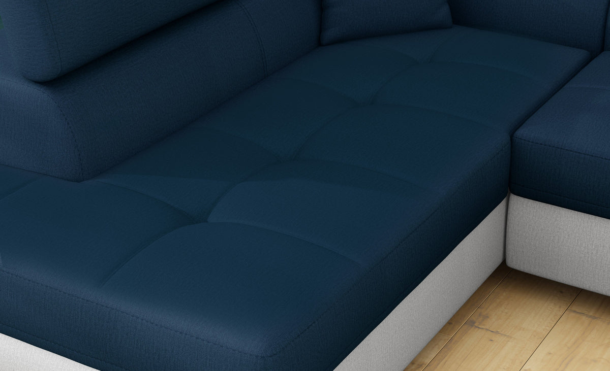 Anton Two-Tone Storage Sleeper Sectional Sofa - Navy/Grey