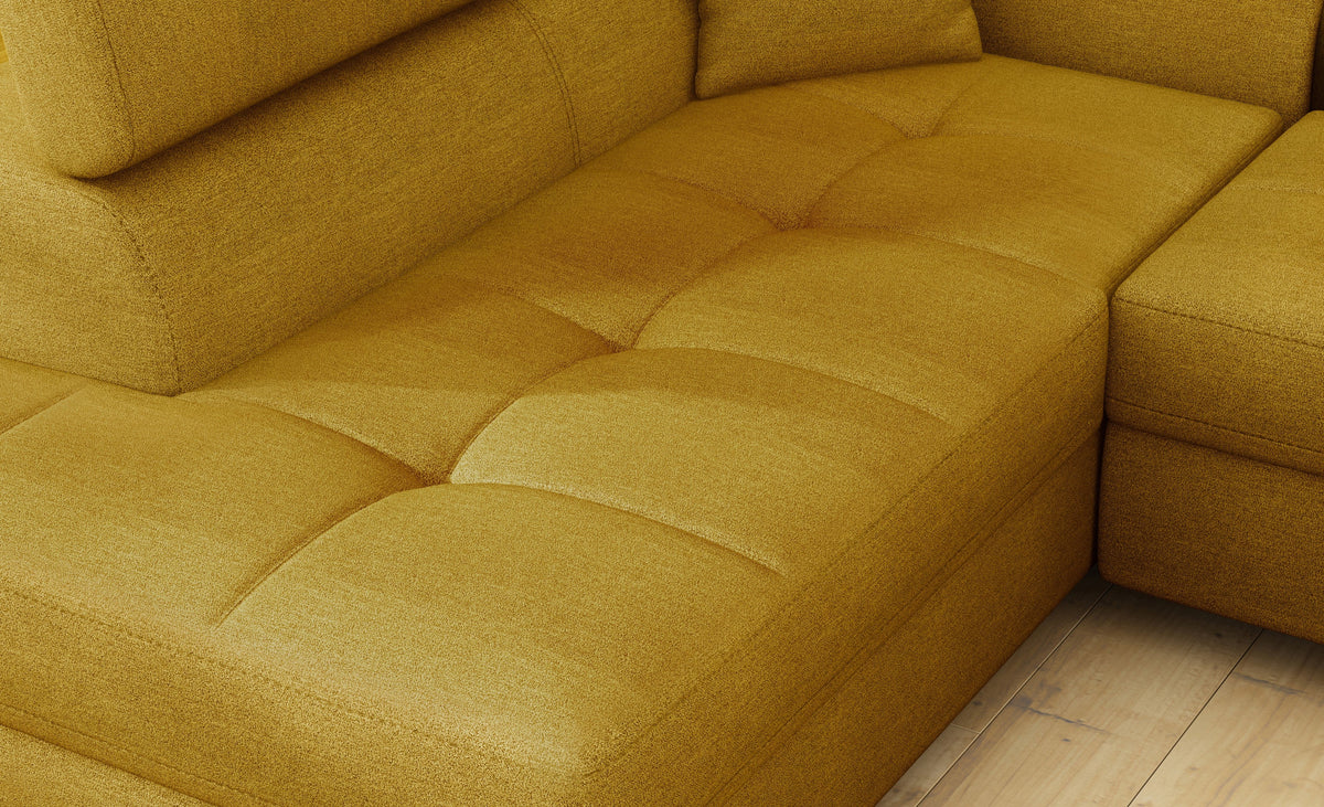 Anton Storage Sleeper Sectional Sofa - Mustard