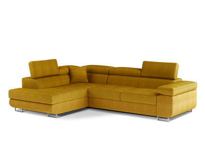 Anton Storage Sleeper Sectional Sofa - Mustard