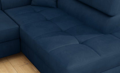 Anton Storage Sleeper Sectional Sofa - Navy Blue
