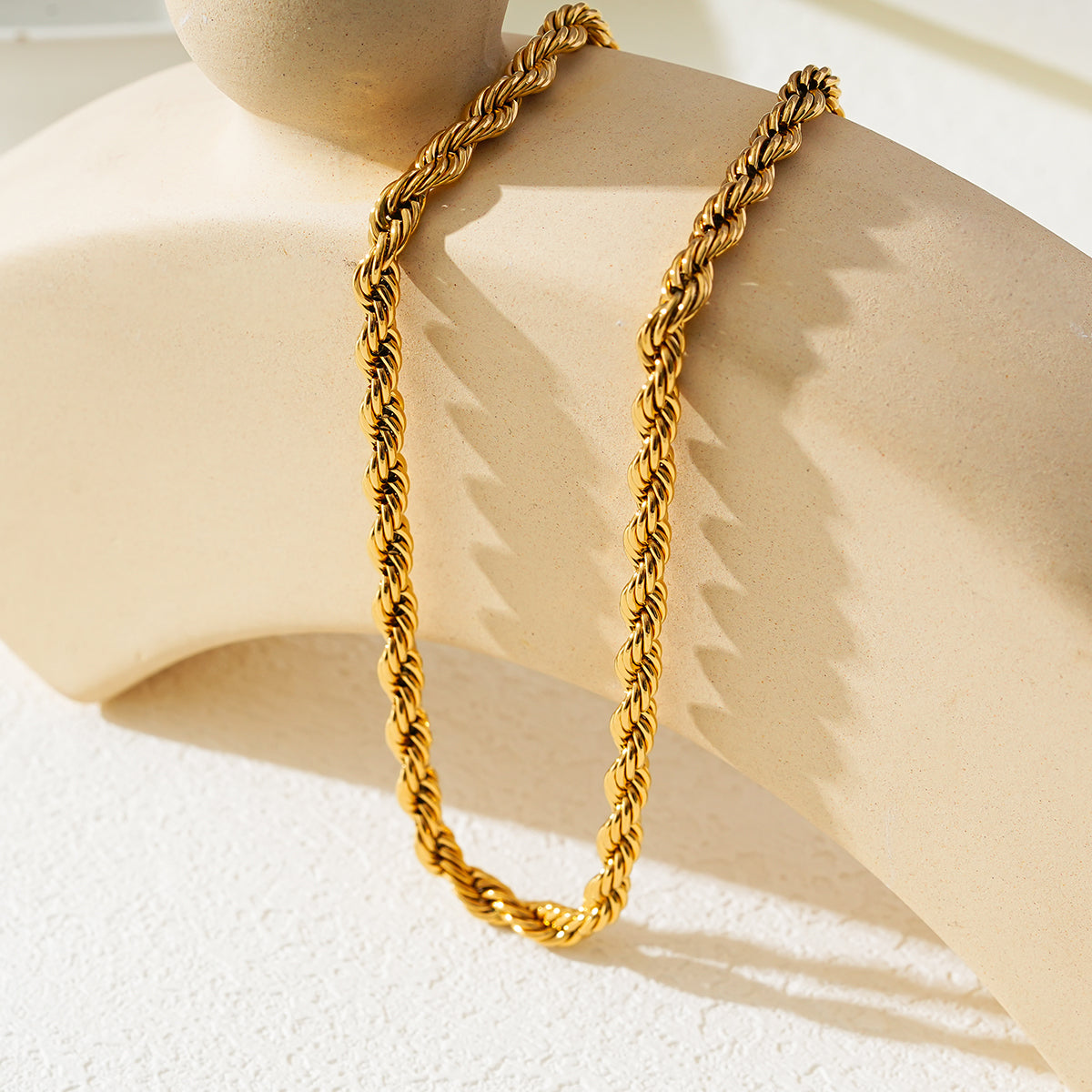 ARKELEY Gold: Chunky Rope Chain Textured Necklace
