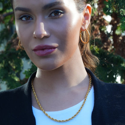 ARKELEY Gold: Chunky Rope Chain Textured Necklace