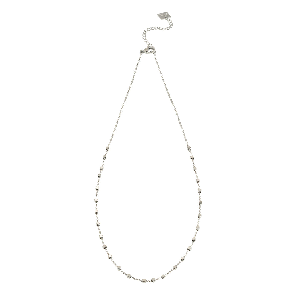 AUREOLE Silver (White Gold): Essential Daily Chain with Delicate Square Beads