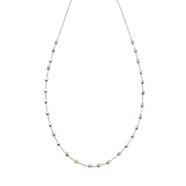 AUREOLE Silver (White Gold): Essential Daily Chain with Delicate Square Beads
