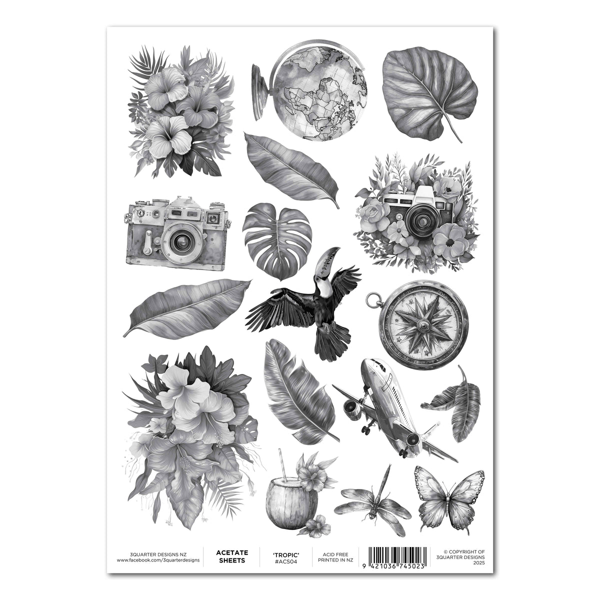 3Quarter Designs A4 Acetate - Tropic