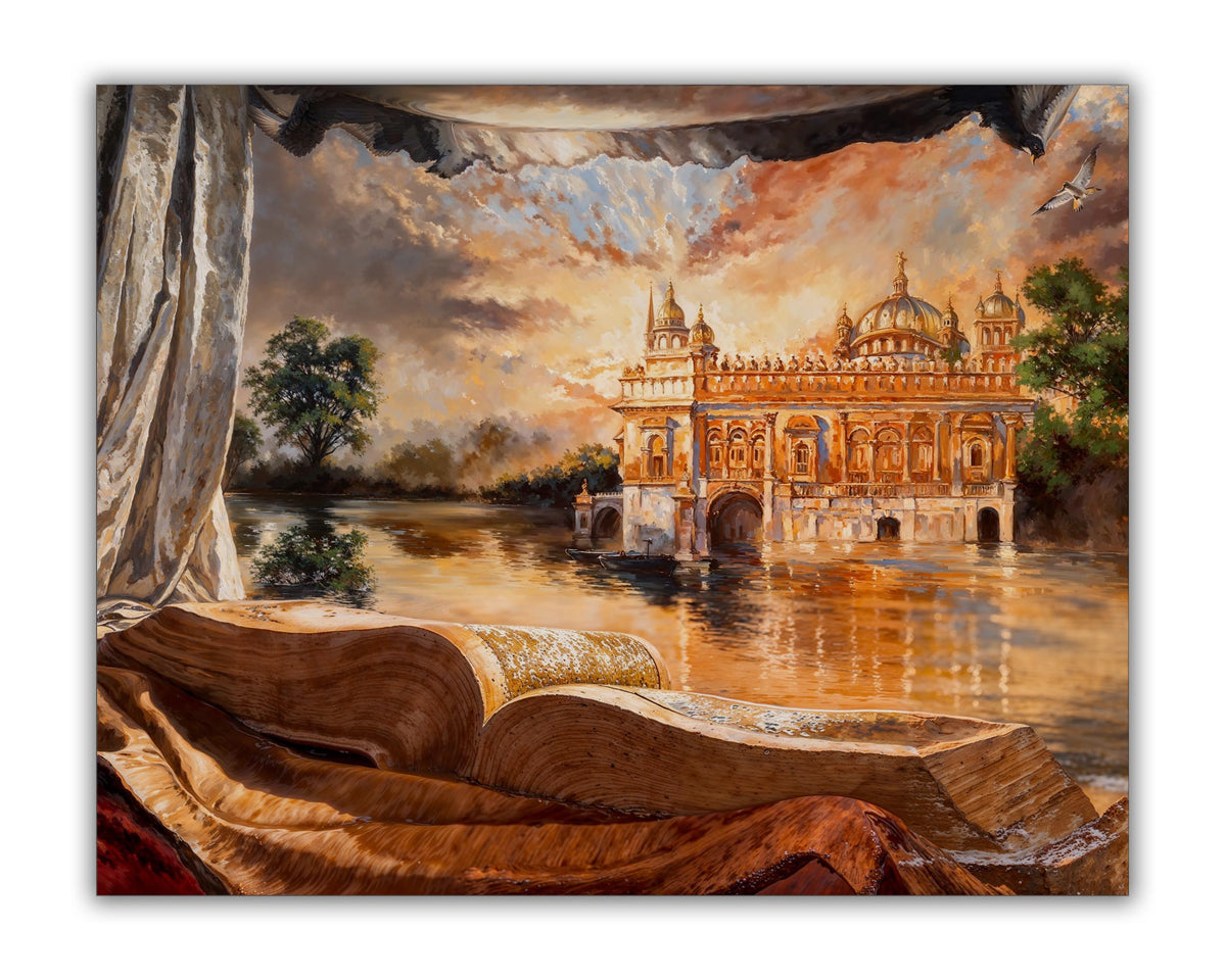 Wall Art -Ancient Golden Temple- Spiritual Wall Decor