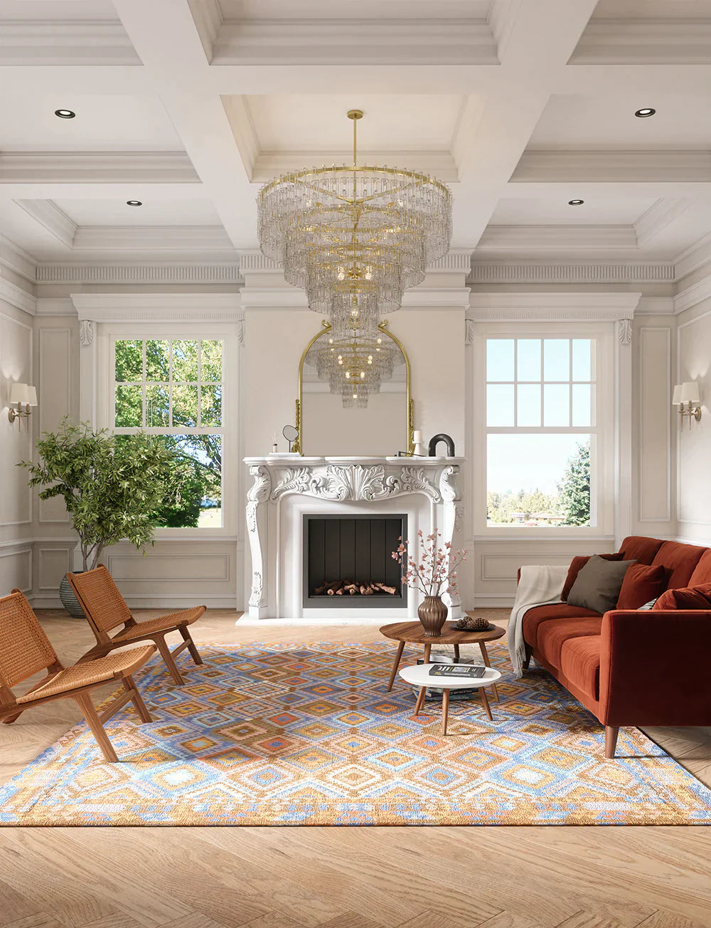 Assania Blue Brown Multi Rug