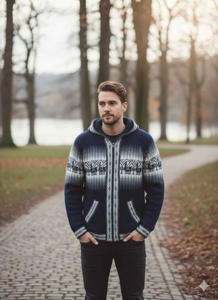 Unisex Alpaca Navy Blue Sweater