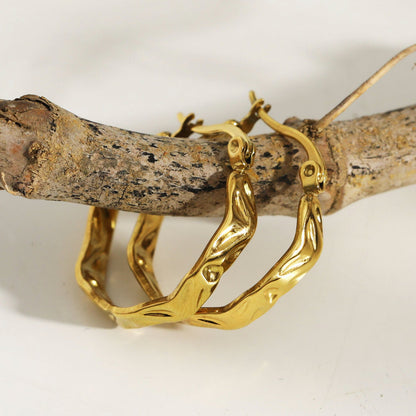 BARDELLO: AM to PM Twisted Textured Wavy Hoop Earrings