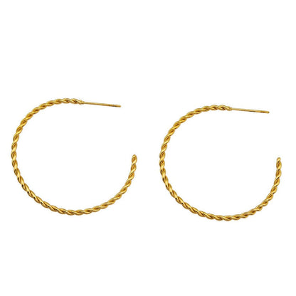 BETHANY Twisted Rope Texture Gold Hoop Earrings