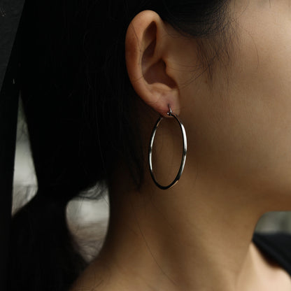 BIANCA Silver: Classic Essential Everyday Basic Round Silver Hoops. Available in 7 Sizes - 1cm to 6cm