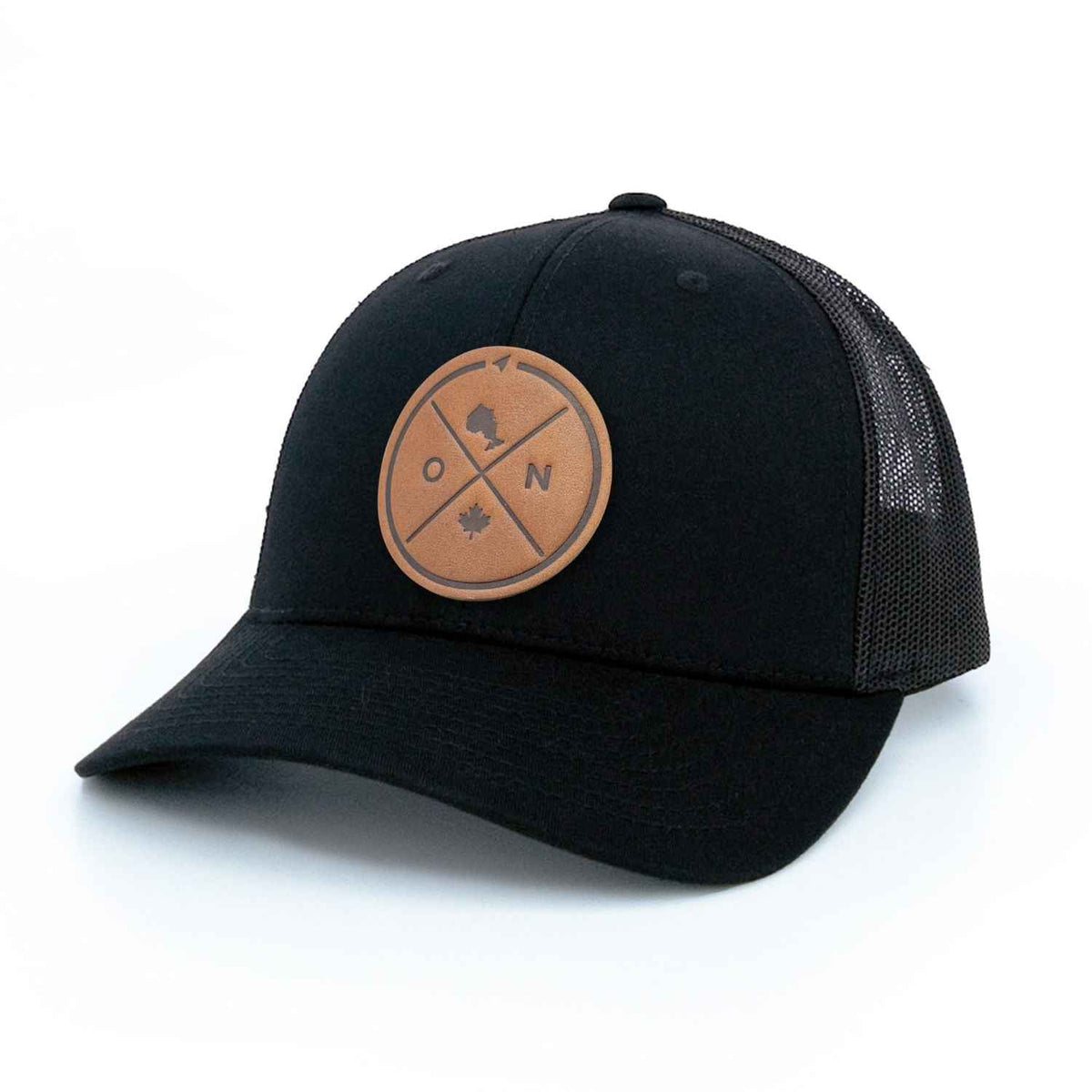 Ontario Compass Leather Patch Trucker Hat