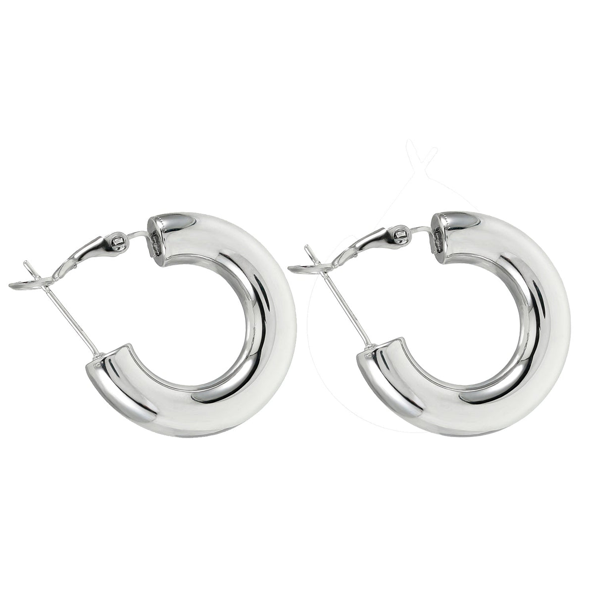 BLYDE Silver (White Gold): Semi-Wide Essential Hoop Earrings (2.5cm)