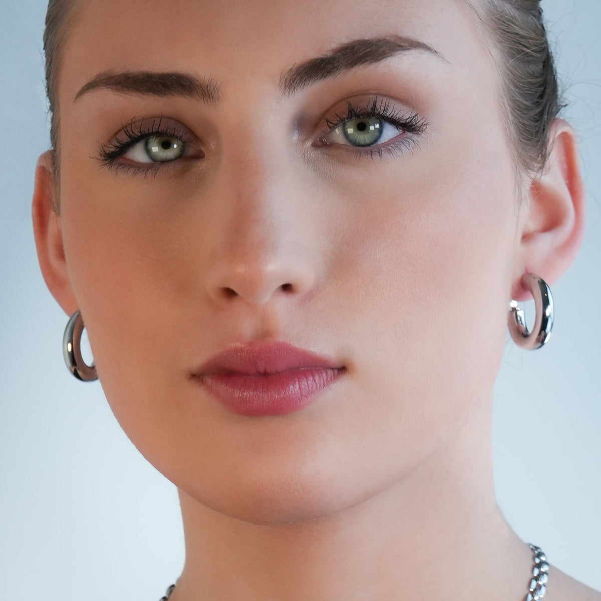 BLYDE Silver (White Gold): Semi-Wide Essential Hoop Earrings (2.5cm)