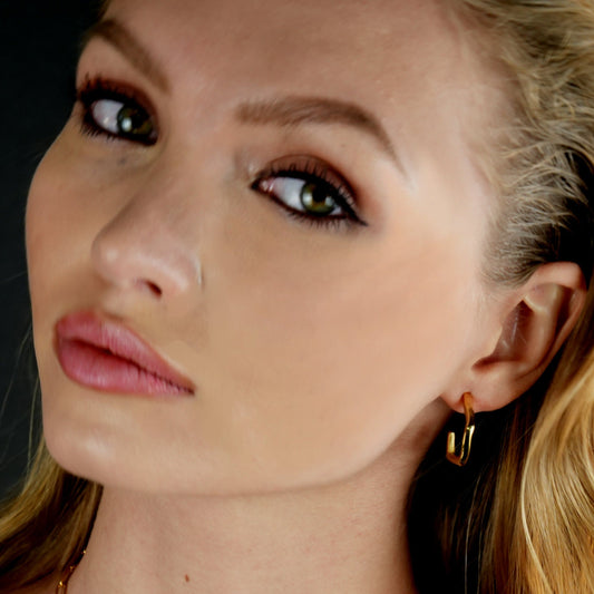 BOJANA: Geometric Shaped 'AM to PM' Hoop Earrings