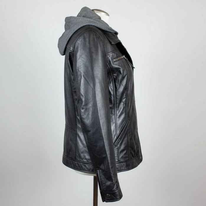 BOL Women's Removable Hood Leather Jacket