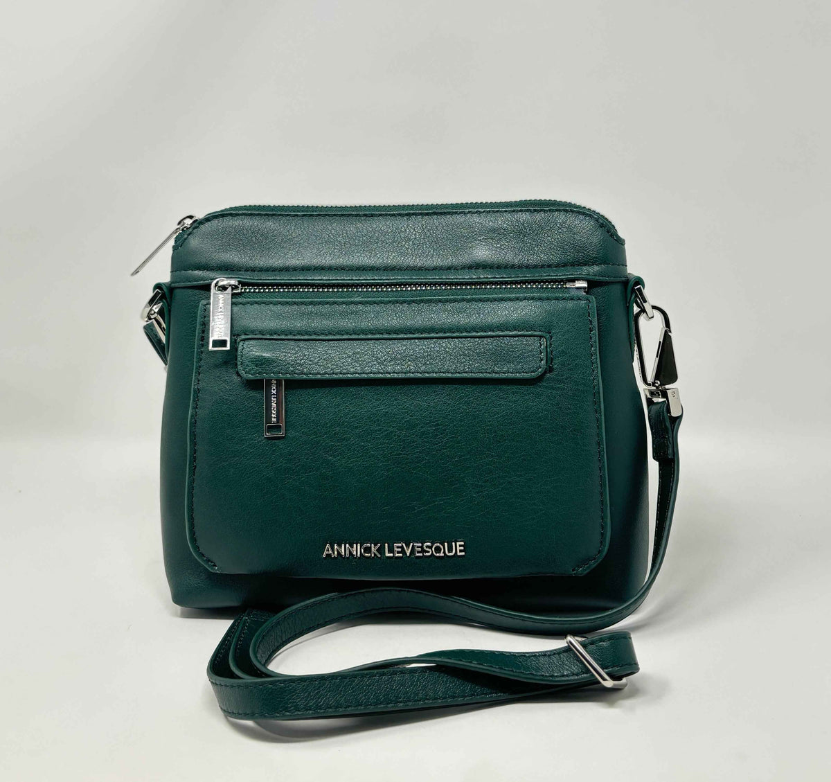 Petit Sac à Bandoulière en Cuir vert foncé, Brigitte