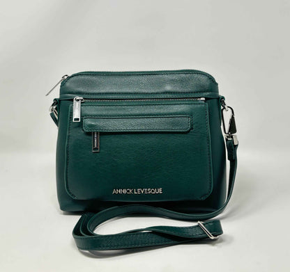 Petit Sac à Bandoulière en Cuir vert foncé, Brigitte