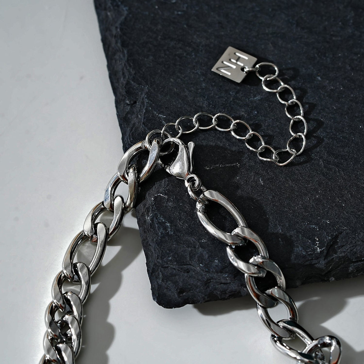 BROMLEY: Cuban-Link Statement Chain Necklace in Silver for Women or Men