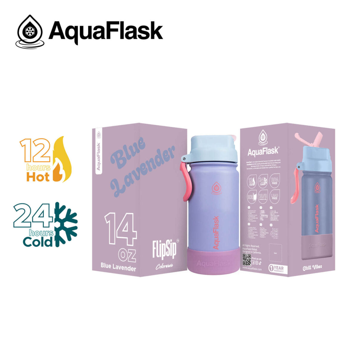 AquaFlask Kids FlipSip 414mL (14oz) Water Bottles