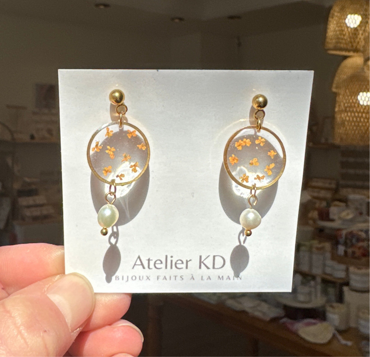 Boucles d’oreilles Perla - Estelle orange - rond (moyen)