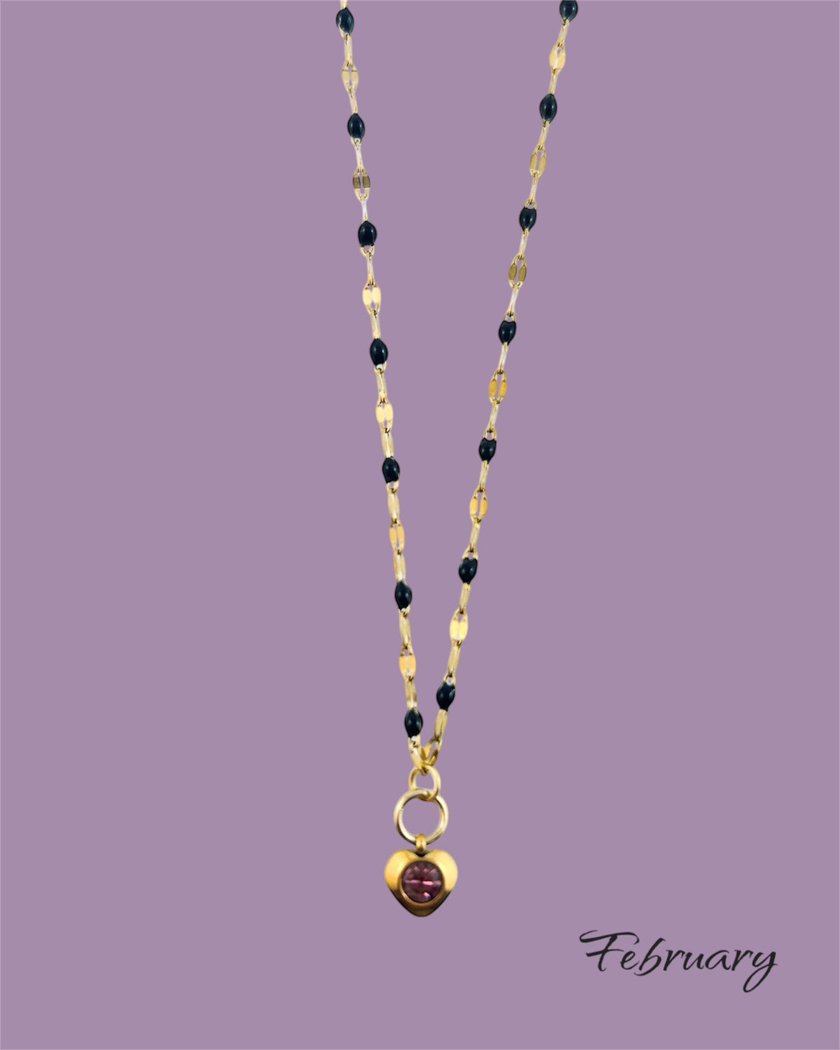 Heart Stone Necklaces in gold - various birthstone colours