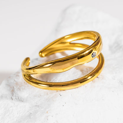 CARMELITA: Modern Minimalist Double Band Solitaire Zirconia (CZ) Ring