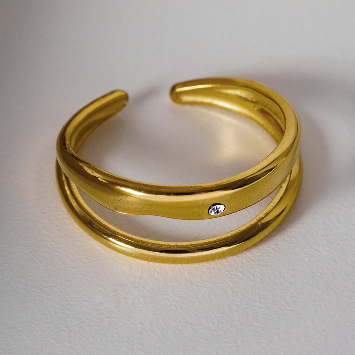 CARMELITA: Modern Minimalist Double Band Solitaire Zirconia (CZ) Ring
