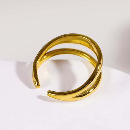 CARMELITA: Modern Minimalist Double Band Solitaire Zirconia (CZ) Ring