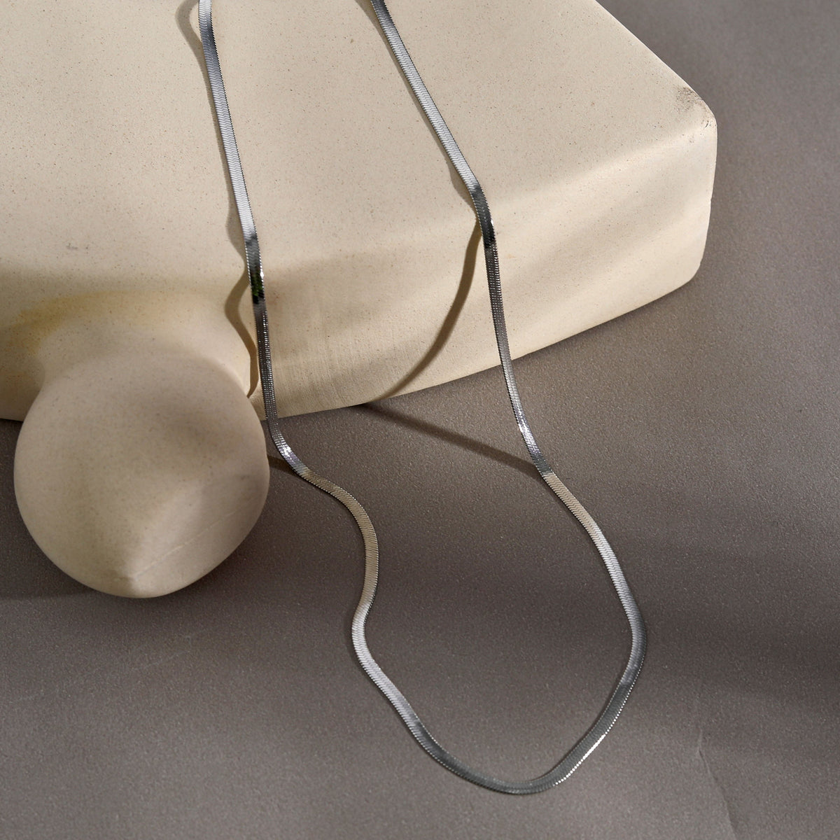 CATANIA: Snake Skin Textured Silver Chain Necklace